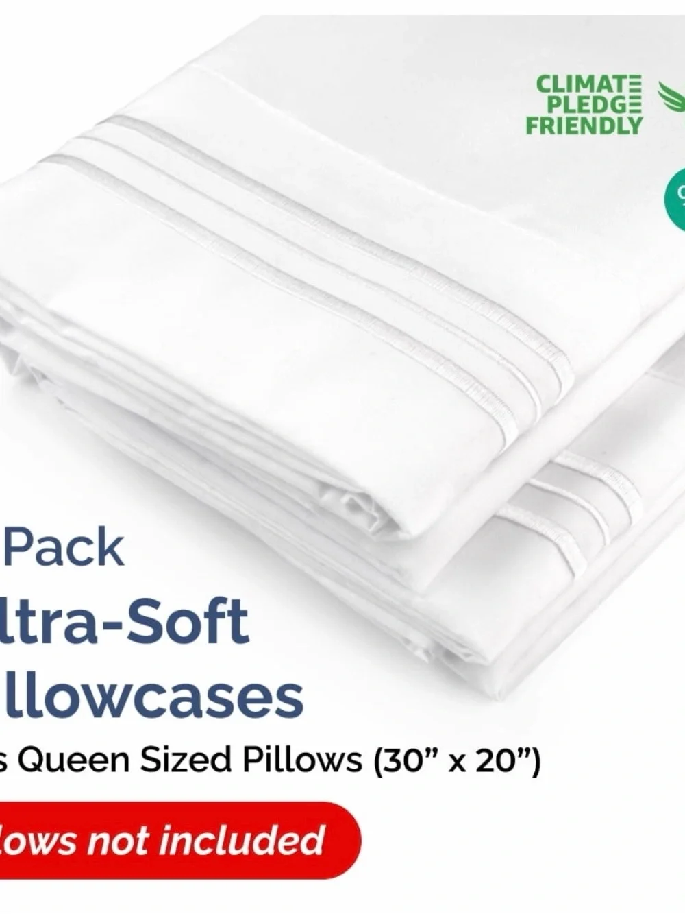 Classic White Pillowcase Set with Embroidered Border - 4 Pack